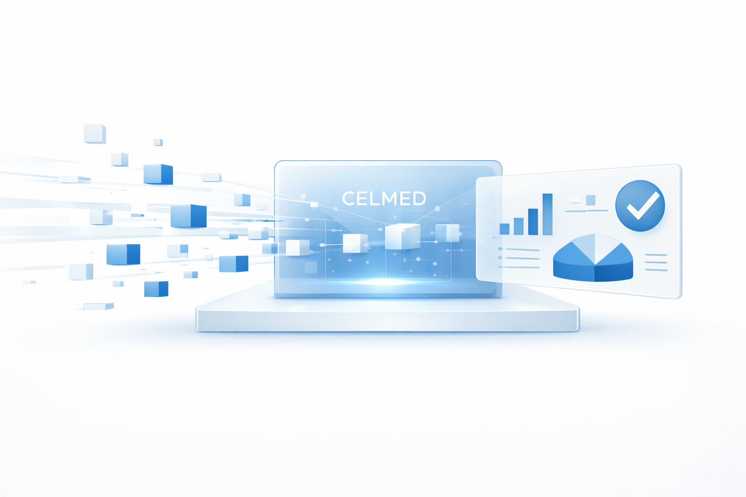 Visual conceptual: datos dispersos, capa de control, decisión confiable